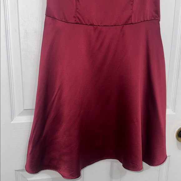 B Darlin Wine Satin Gown - Picture 3 of 6